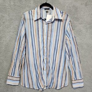 Vintage Pop Icon Clothing Mens Size XL Striped Sheer Style Long Sleeve Shirt NWT